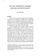 Political transitions in Indonesia: Problems and opportunities (Transições políticas na Indonésia: Problemas e oportunidades), por Cornelis Lays