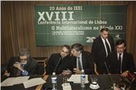 Fotografia - Celso Lafer, José Ramos-Horta, Álvaro Vasconcelos, Abdallah Saaf e Guilherme d'Oliveira Martins na XVIII Conferência Internacional de Lisboa, por IEEI