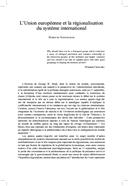 L’Union européenne et la régionalisation du système international (A União Europeia e a Regionalização do Sistema Internacional), por Álvaro Vasconcelos.