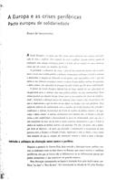 A Europa e as crises periféricas – Pacto europeu de solidariedade, de Álvaro Vasconcelos.