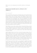 Should Europe Have a Policy on Africa? (Deve a Europa ter uma política para a África?), por Álvaro Vasconcelos