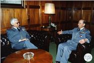 Visita de cumprimentos do vice-chefe do Estado Maior do Exército (VCEME), general Cerqueira Rocha ao CEMGFA, general Soares Carneiro.