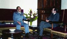 Cumprimentos ao presidente da República, general Ramalho Eanes, do chefe do Estado Maior General das Forças Armadas (CEMGFA), general Melo Egídio, no Palácio de Belém.