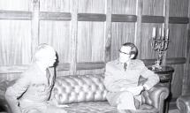 Visita do chefe das Forças Armadas de Espanha com  receção no Estado Maior General das Forças Armadas (EMGFA) pelo presidente da República e CEMGFA, general Ramalho Eanes.