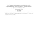 The Common Foreign and Security Policy of the EU: Opportunities for a more effective EU response to crisis affected countries in Africa (A Política Externa e de Segurança Comum da UE: Oportunidades para uma resposta mais eficaz da UE aos países afectados pela crise em África), de Patrícia Magalhães Ferreira, et all.