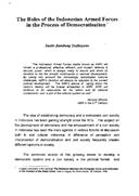 The roles of the Indonesian Armed Forces in the process of democratisation (Os papéis das Forças Armadas Indonésias no processo de democratização), por Susilo Yudhoyono